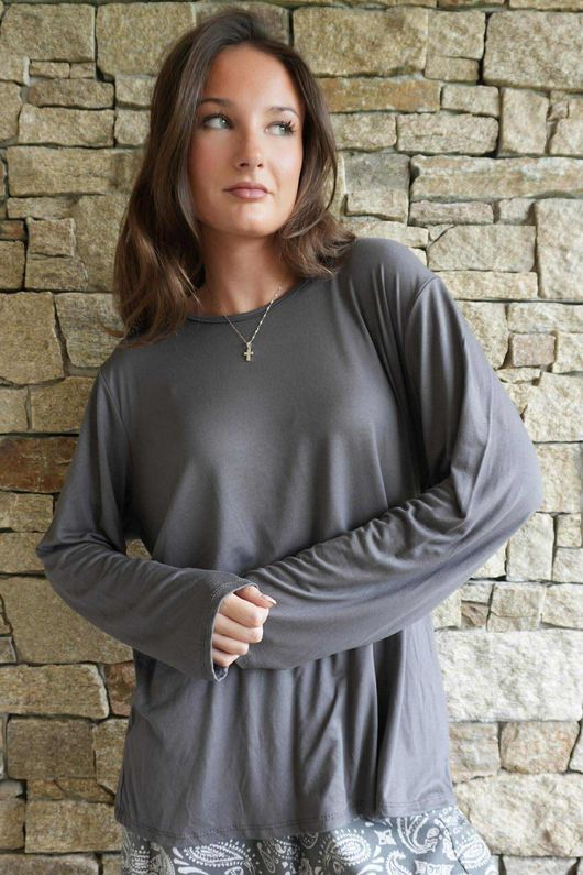 Essential Jersey Long Sleeve Top Graphite ~